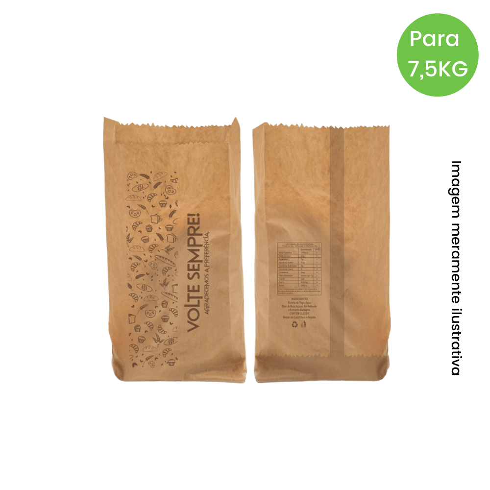 Saco Para Pão Kraft “Volte Sempre” 7,5kg Embalebem 500 Unidades 59x48 35g